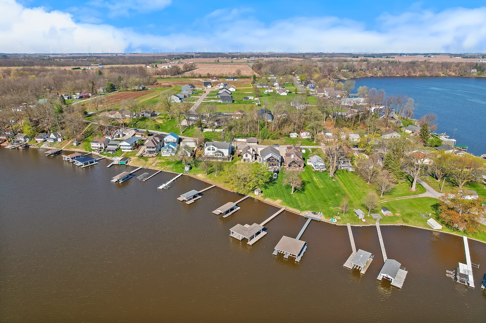 Aerial lakefront community