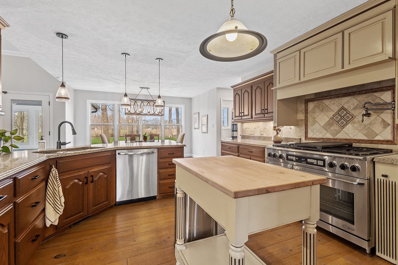 Kitchen with butcher block island