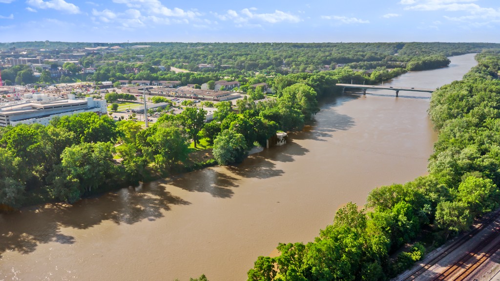 Aerial riverfront view